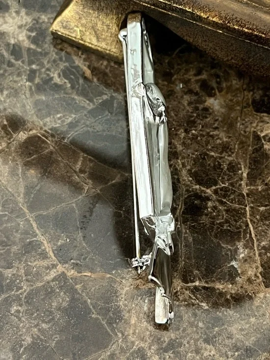 Whimsical Silver Broach - Elegant Lady Looking Into a Mirror - Unique! - Picture 3 of 7